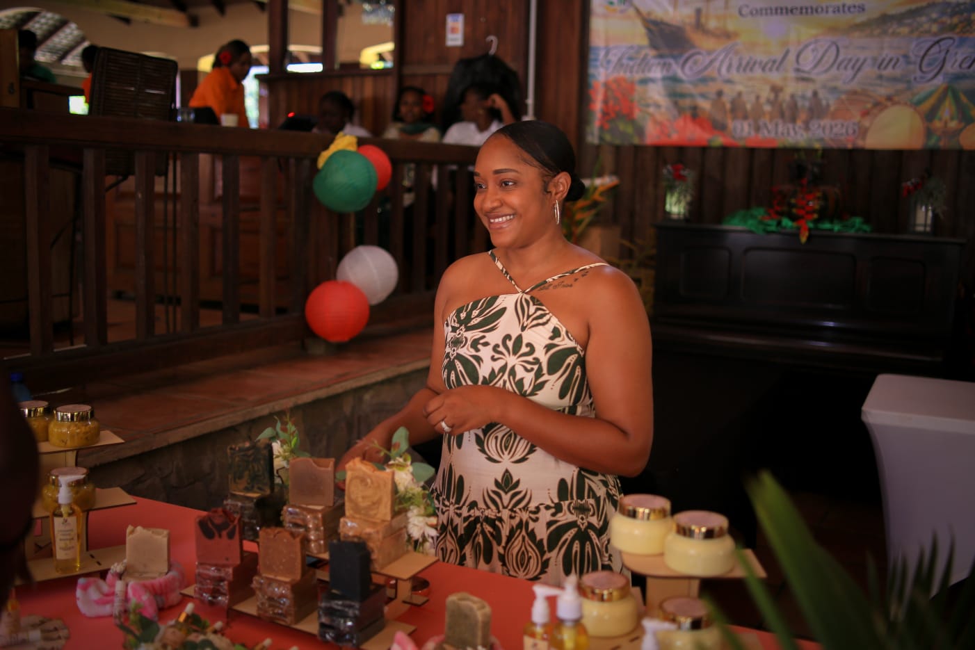 Belle Organics founder with products